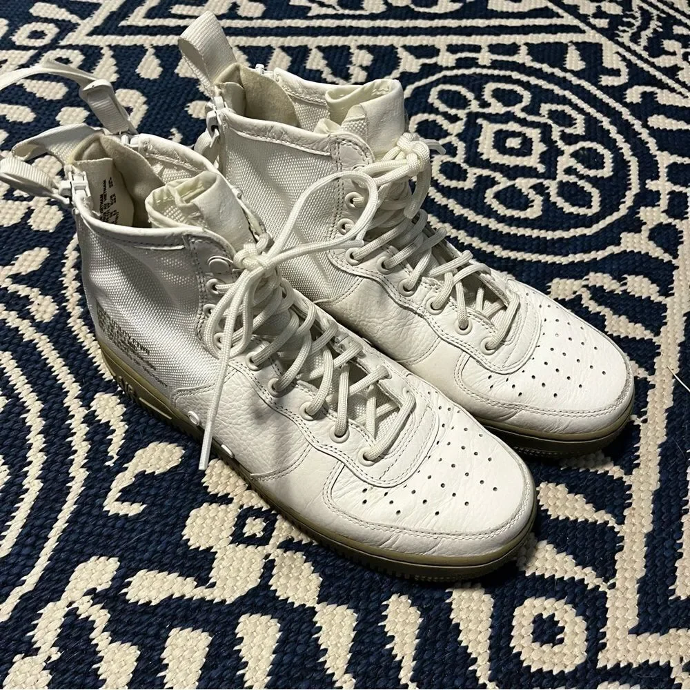 Nike AF1 White Leather Sneakers Zip Back